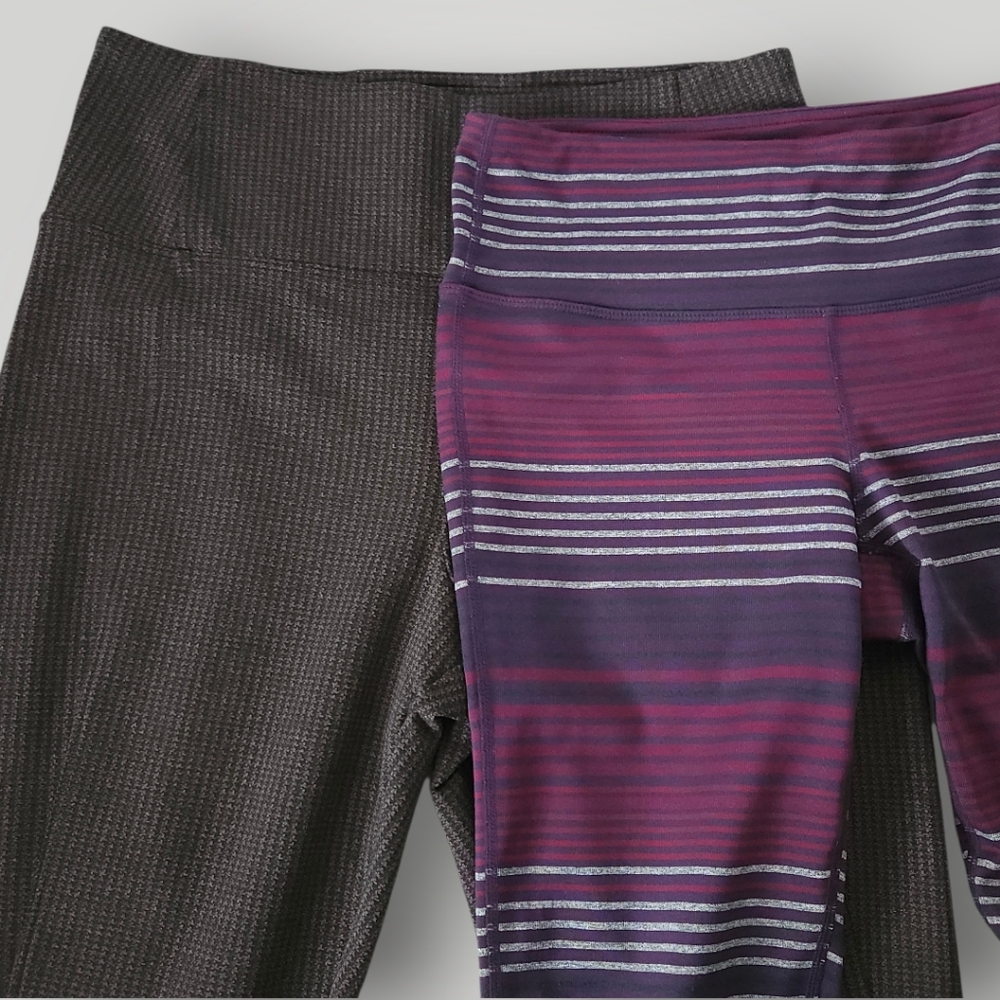 Athleta Leggings Bundle 2 Medium Striped Houndstooth Pilates‎ Princess Hot Girl